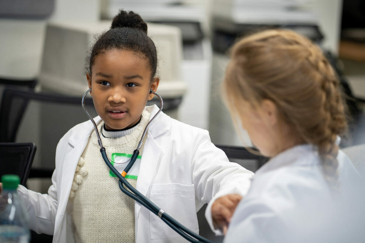 girl, white coat, stethoscope