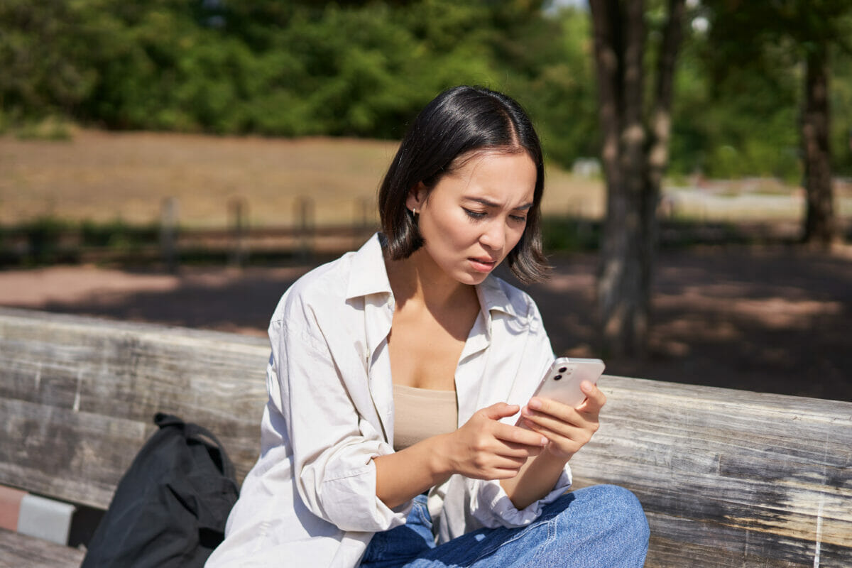 young woman, bench