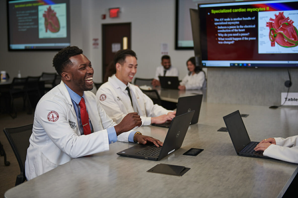 doctors, laptops.
"Doctors using laptops at a table.