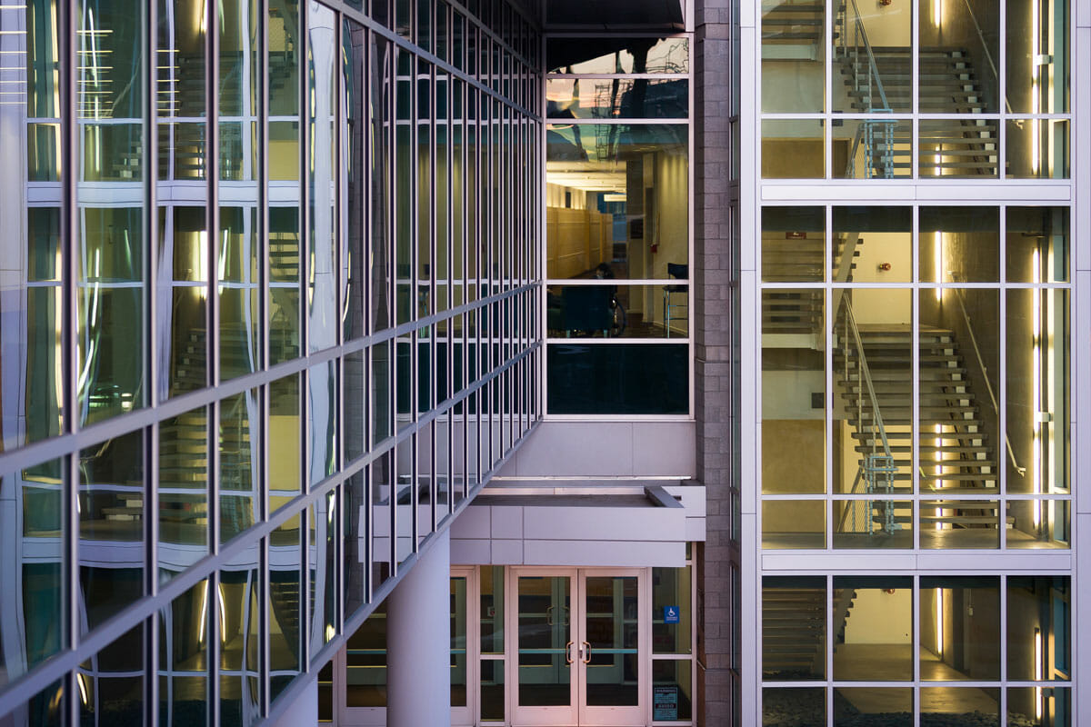 Health Education building looking through windows