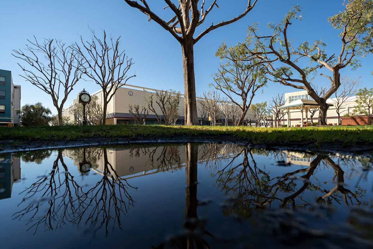 WesternU Pomona campus looking at the clock