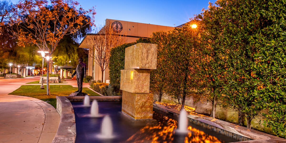 WesternU Water Fountain across HSC