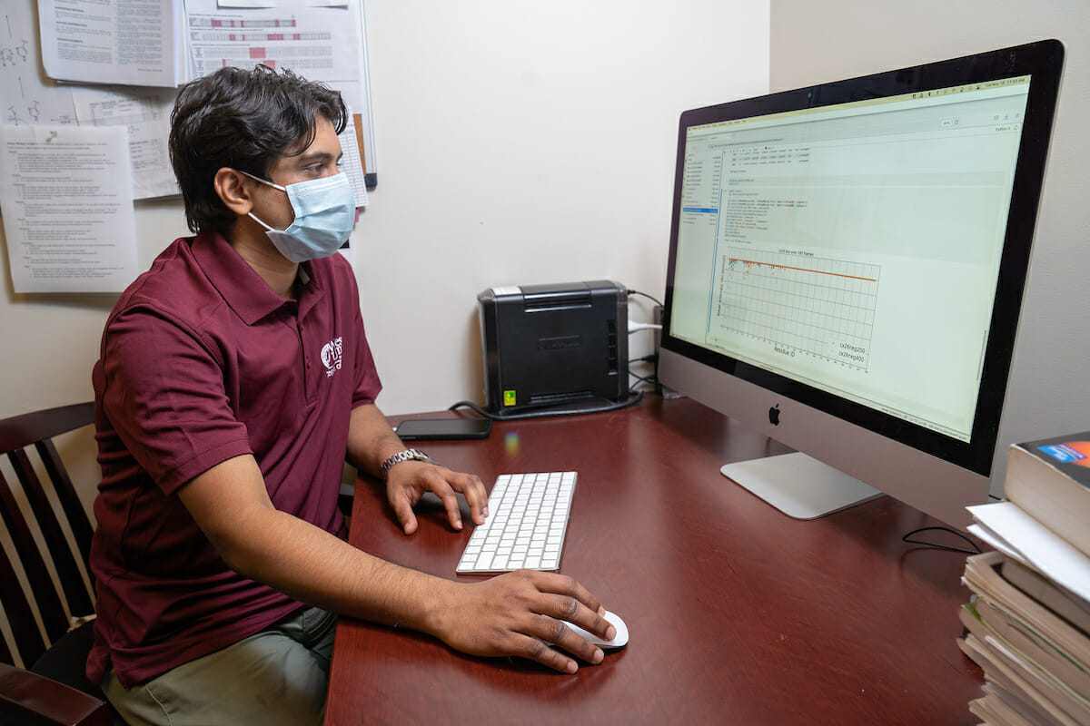 MSPS student Chinmay Sen in the lab.