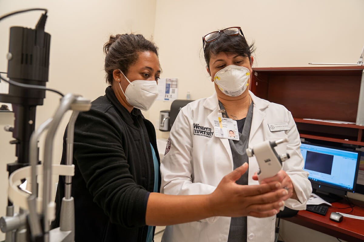 The students learned about suturing, ear and nose techniques and also went to the WestrernU Eye Care Institute to learn about vision exams.