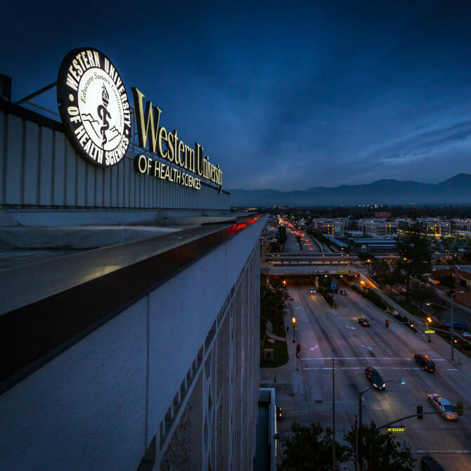 Exterior photo of Anderson tower in Pomona