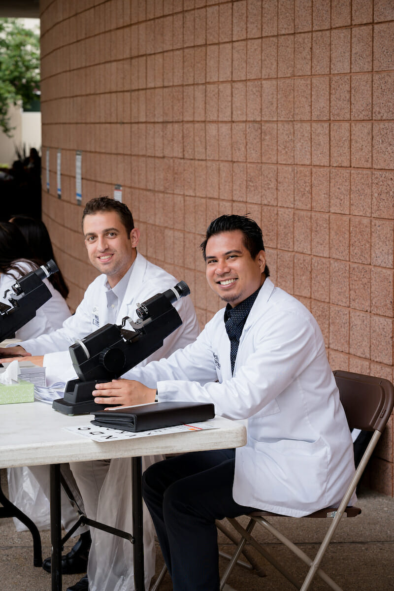 More than 300 pairs of prescription glasses were available for distribution during a Care Harbor glasses distribution event held at Western University of Health Sciences in Pomona, California Saturday, June 8, 2019. Glasses were being distributed to patients who attended Care Harbor Fairplex April 27-28. Students, along with faculty, participated by checking each prescription. Optometry students Anthony Manfra, left and Alvin Alegado.