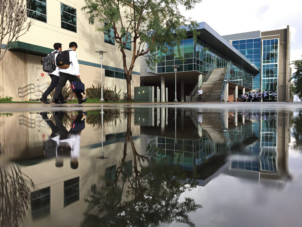 Post-raon reflection photo on the Esplanade showing the Health Education