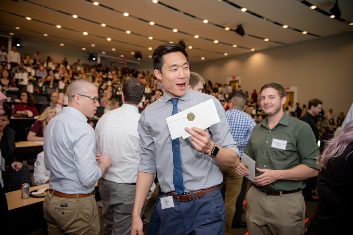 College of Osteopathic Medicine of the Pacific students in Pomona celebrate Match Day Friday, March 16, 2018, revealing locations where they were accepted for residency and will train for the next three to seven years.