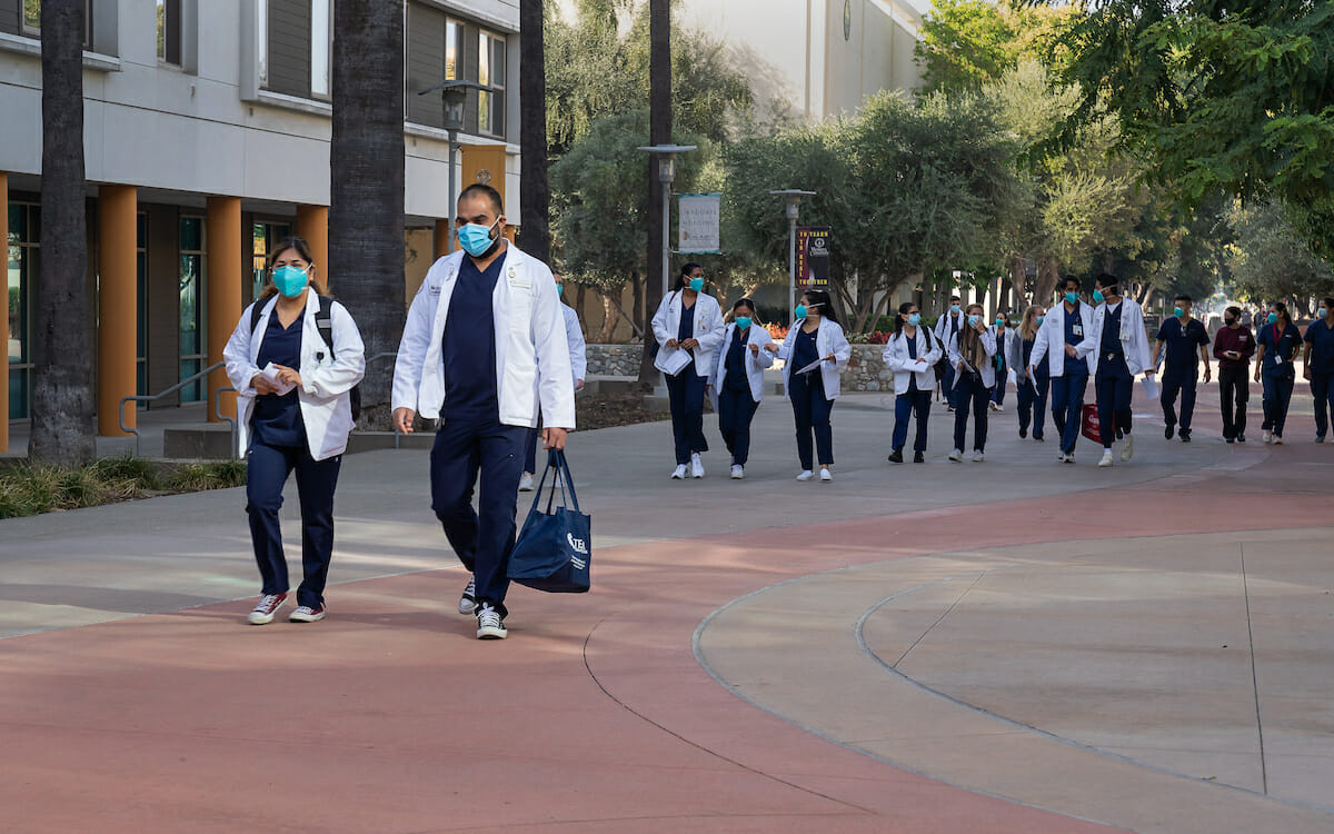 WesternU students walking the Esplanade