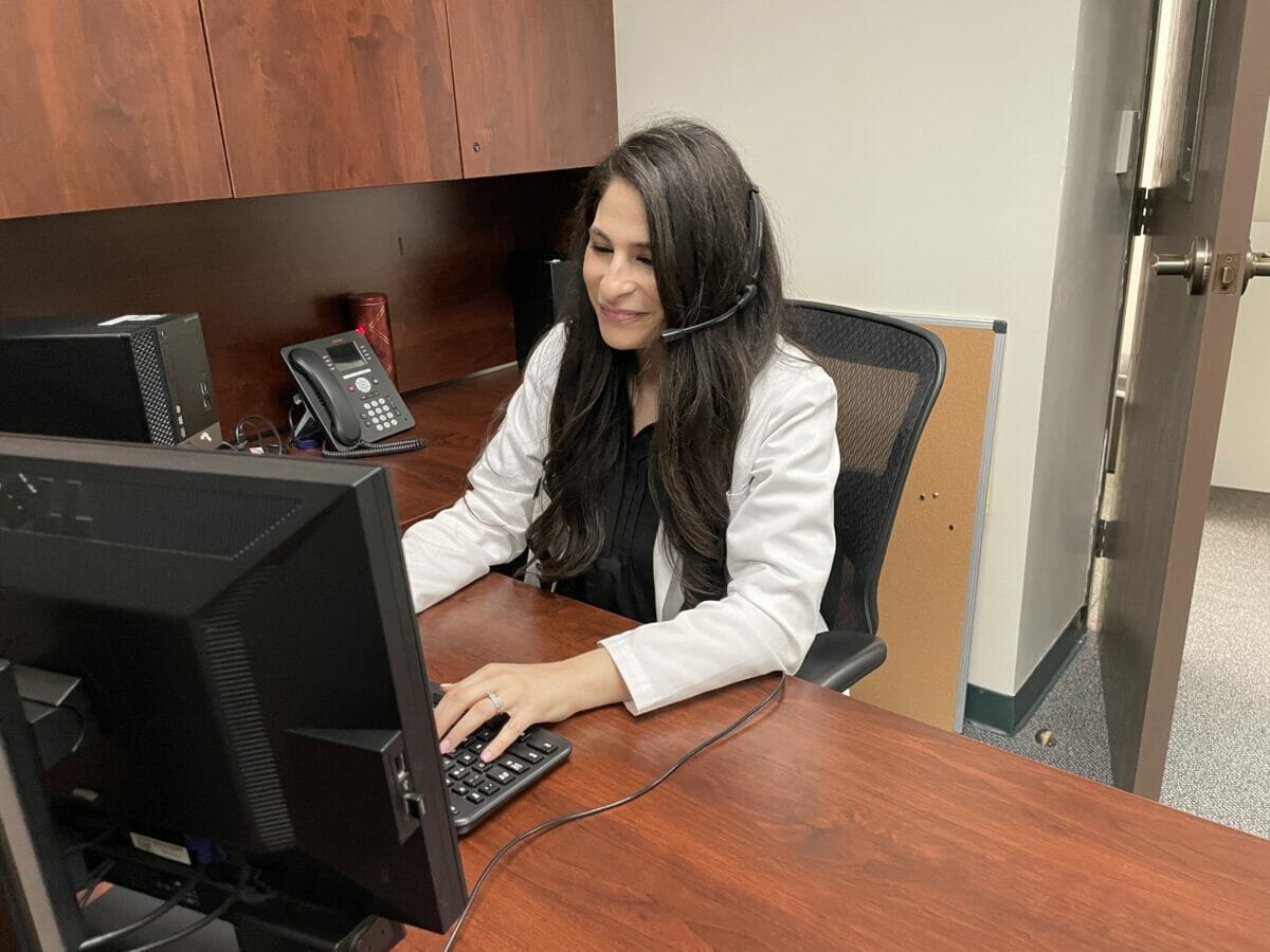 Photo of student in the call center