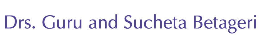 Text reading "Drs. Guru and Sucheta Betageri" in purple font on a white background.
