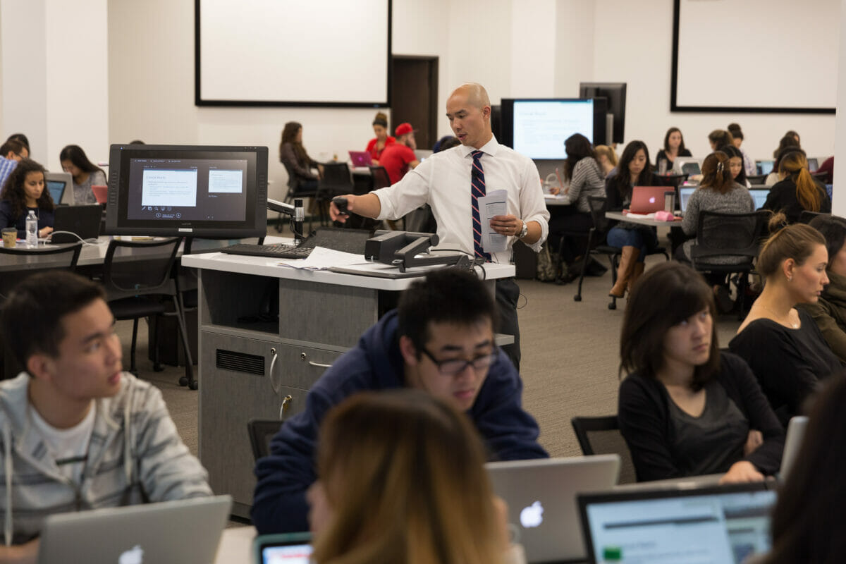 students and faculty are lecture room