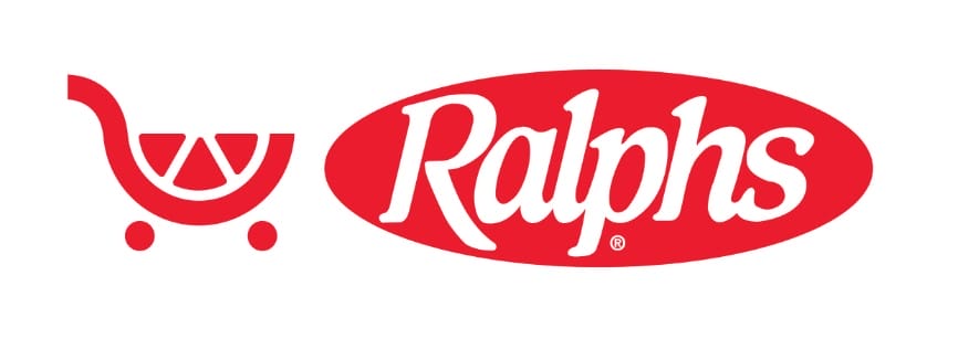 Ralphs logo featuring a red shopping cart icon and the word "Ralphs" in white script inside a red oval.