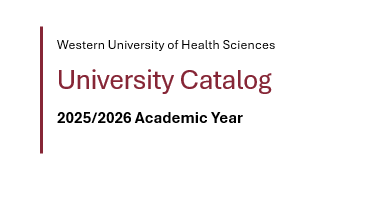 Cover page of the Western University of Health Sciences University Catalog for the 2025/2026 academic year.