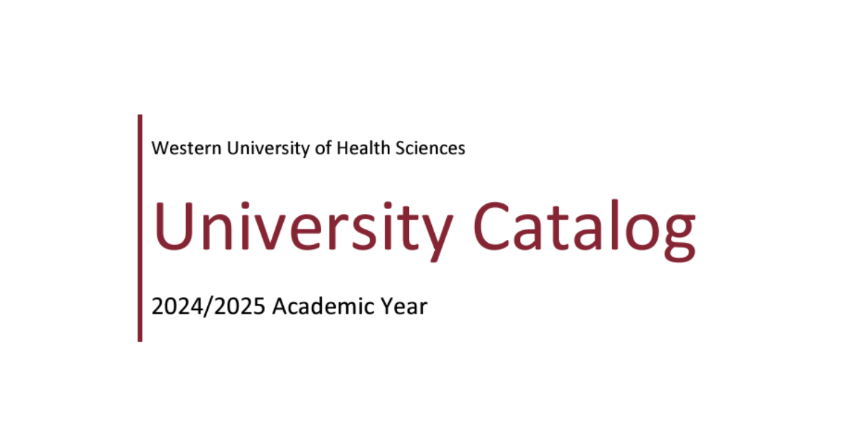 Cover of the Western University of Health Sciences University Catalog for the 2024/2025 academic year.