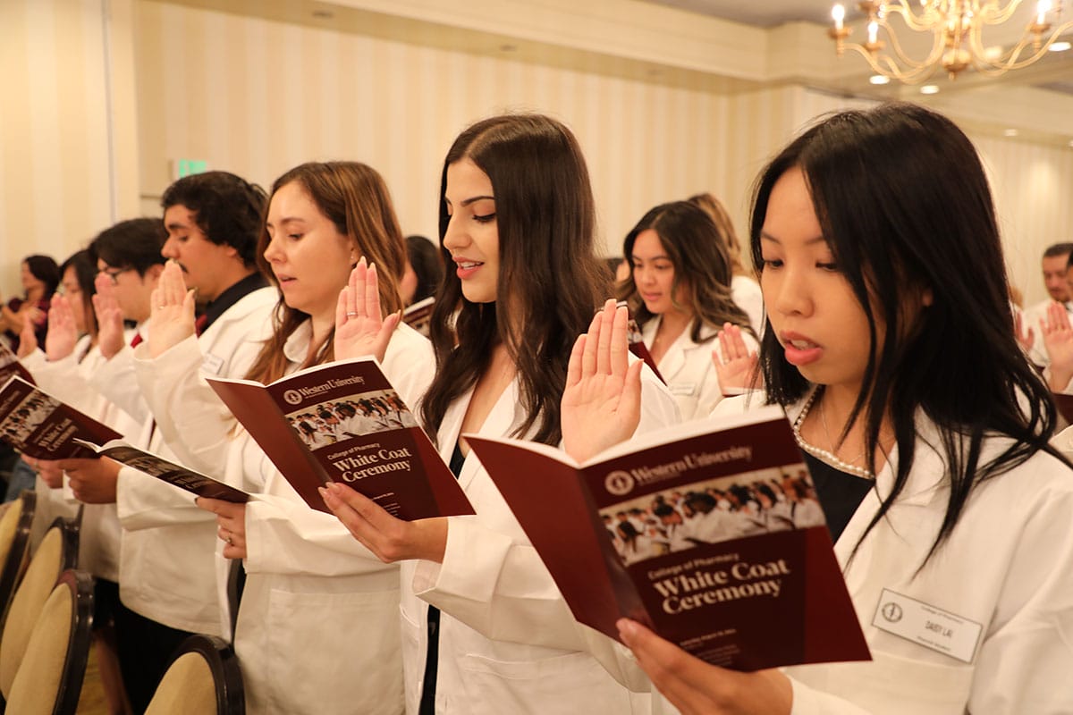 WesternU College of Pharmacy held its White Coat Ceremony at the Sheraton Fairplex in Pomona, CA Friday, Aug. 9, 2024. The keynote speaker was Linh Lee, Director of Pharmacy for Ralphs Pharmacy, a division of The Kroger Company.