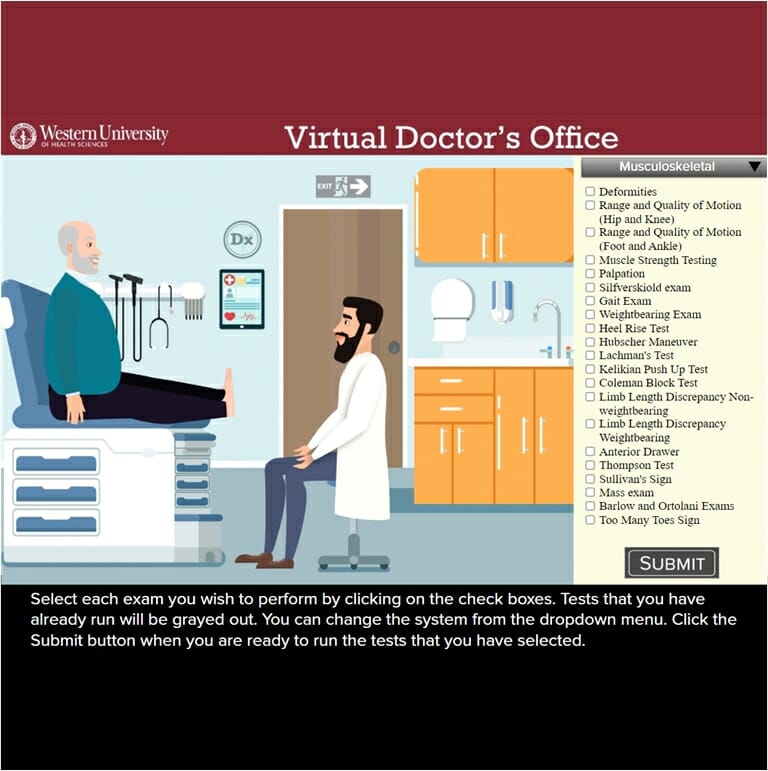 This image shows a male patient sitting on the exam table and the doctor is sitting in front of him.