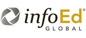 Logo of InfoEd Global featuring a grey and yellow color scheme, with a stylized circular design on the left.