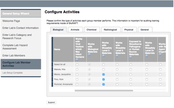 a screen shot of the configure activities page.