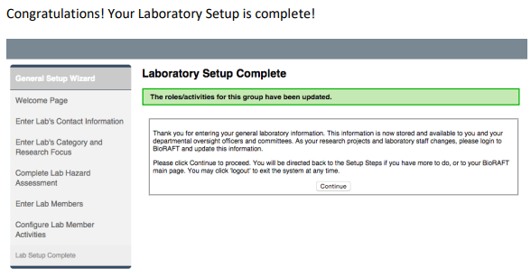 congratulations your laboratory is complete.