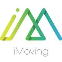 Logo of iMoving showing stylized lowercase "i" and uppercase "M" in gradient green and blue lines, with the word "iMoving" written below in gray text.