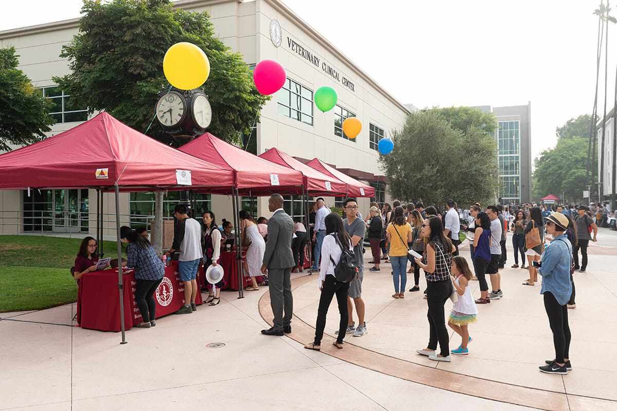 Students standing in line at an event