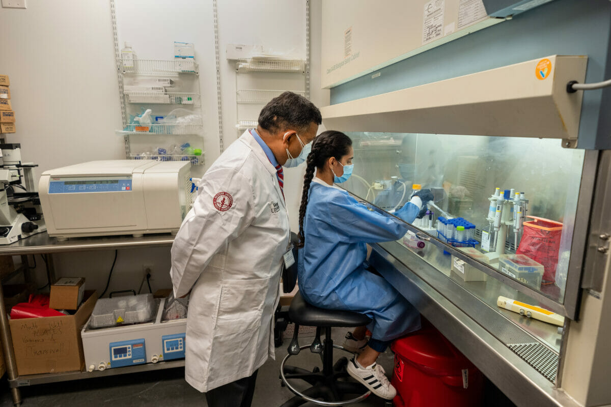Faculty observing VetMed student