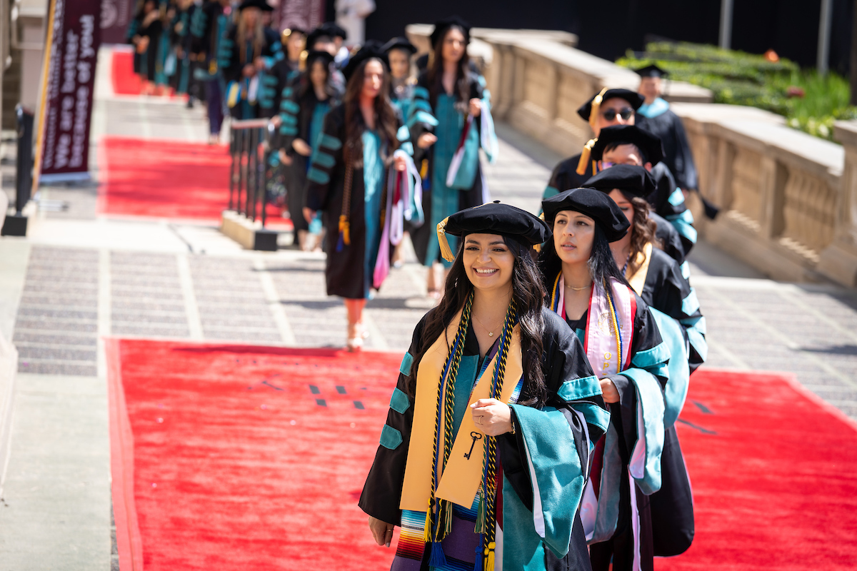 Graduates at commencement.