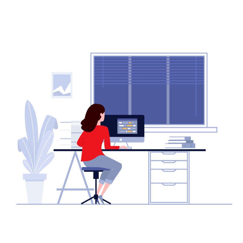 illustration of woman in home office