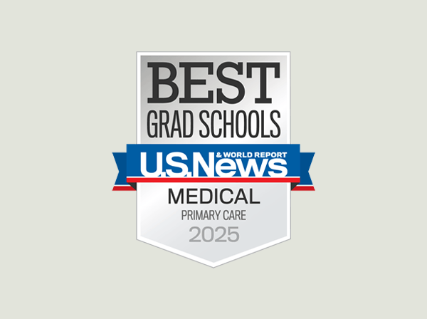 U.S. News & World Report badge for "Best Grad Schools" in 2025, specifically for medical schools with the most graduates in primary care.