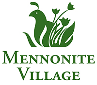 A green Mennonite Village logo 