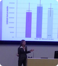 Student standing in front of projection screen making an oral presentation